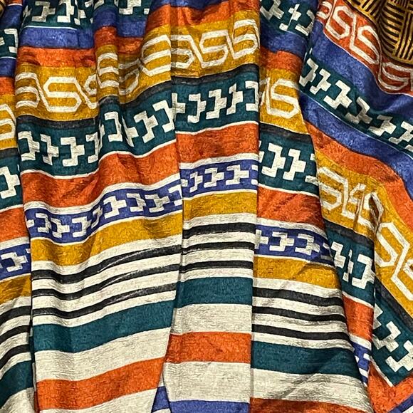 Womens Wrap Skirt M Boho Vacation Cruise Flowy Indie Hippie Colorful Silk - Picture 9 of 9